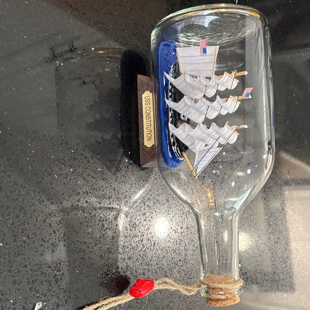 Decorative Ship in a Bottle with Cork - Picture 3 of 6